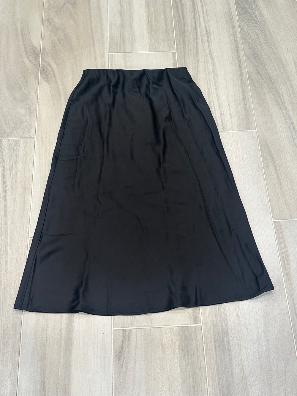 NWT H&M Size Small Silky Elegant Black Midi Skirt with Clean A-Line Silhouette